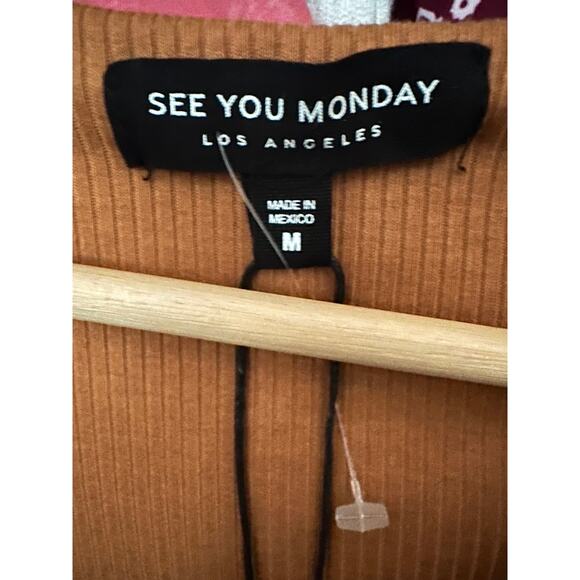 See You Monday Womens Ribbed Medium Burnt Orange Long Dress - Picture 8 of 8